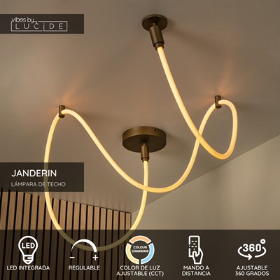 Lucide JANDERIN - Lámpara de techo - LED Regul. - CCT - 1x36W 2200K/3300K - Champán Color | Vibes